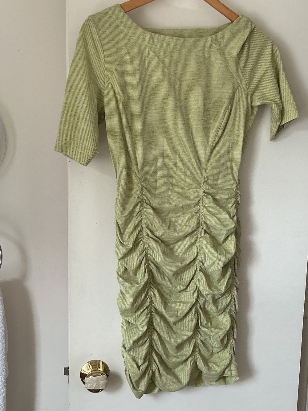 BCBGeneration Light Green Ruched Midi Dress
